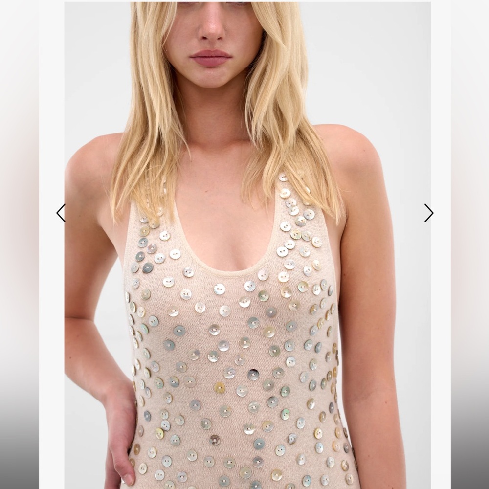 Aya Muse Oriel mini dress cream cashmere Elegant Cream Halter Dress - Picture 4 of 7